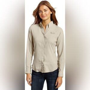Columbia Women's Size Small White PFG Tamiami II Long-Sleeved Shirt SZ Large